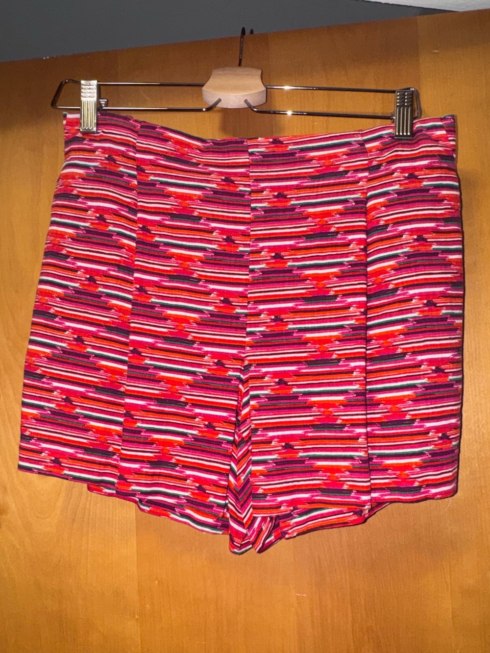 LOFT Red and Pink Striped High Waist Shorts